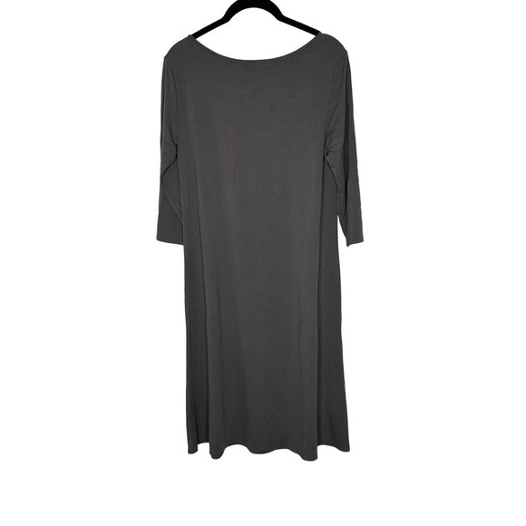 Eileen Fisher 3/4 Sleeve Knit Dress Size Small A Line Stretch Career Wear Gray - Picture 5 of 9